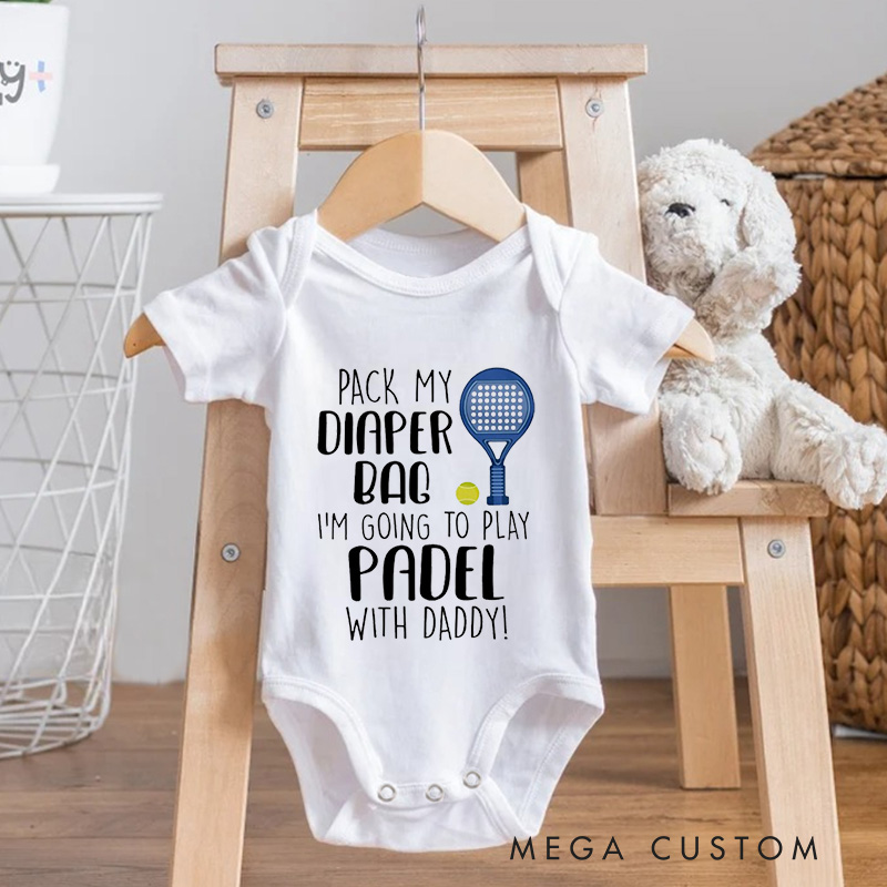 Personalized Pack Diaper Bag with Daddy Baby Bodysuit Baby Romper Sports Baby Gift