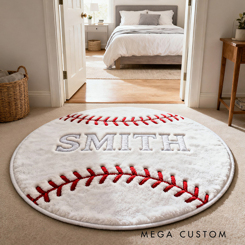 Personalized Baseball Welcom Door Mat with Custom Name for Sports Enthusiasts