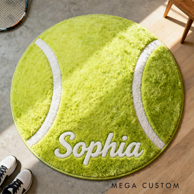Personalized Tennis Ball Door Mat with Custom Name for Sports Lovers