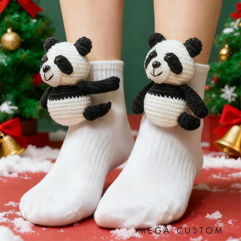 Personalized 3D Knit Animal Sloth Socks Koala Santa Claus Elk Panda Funny Animal Socks Hand Crocheted Funny Christmas Gift Warm Floor Socks