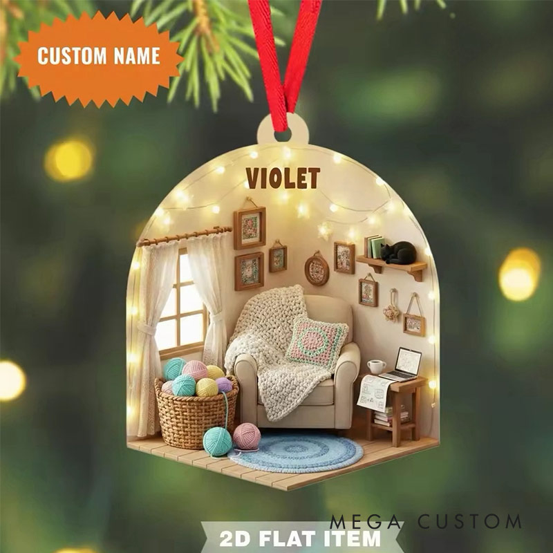 Personalized Crochet Room Christmas Ornament for Crochet Lover