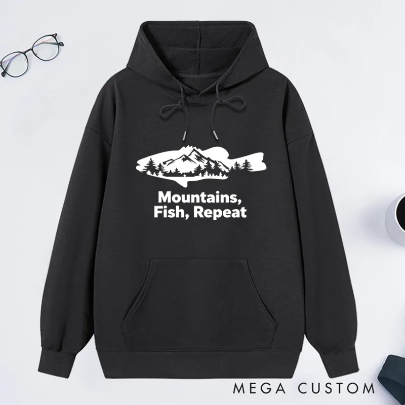 Personalized Fishing Hoodie Fisherman Hoodie Fish and Forest Hoodie Mens Fish Sweatshirt Gift for Men Funny Fishing Sweatshirt Perfect for Outdoor Adventures Camping and Fishing Enthusiasts