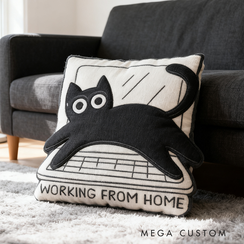 Personalized Graphic 3D Print Computer Geek Black Cat Pillow Office Worker Gift for Geek Nerd Lover