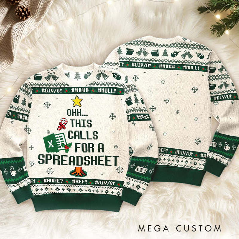 Personalized This Calls for a Spreadsheet Ugly Sweater the Office Inspired Meme Ugly Sweater Funny Coworker Christmas Jumper Gift
