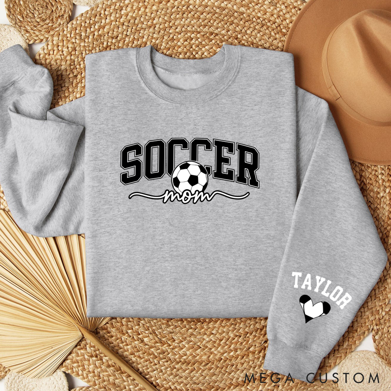 Personalized Soccer Mom Sweatshirt with Custom Name and Stylish Graphic Design