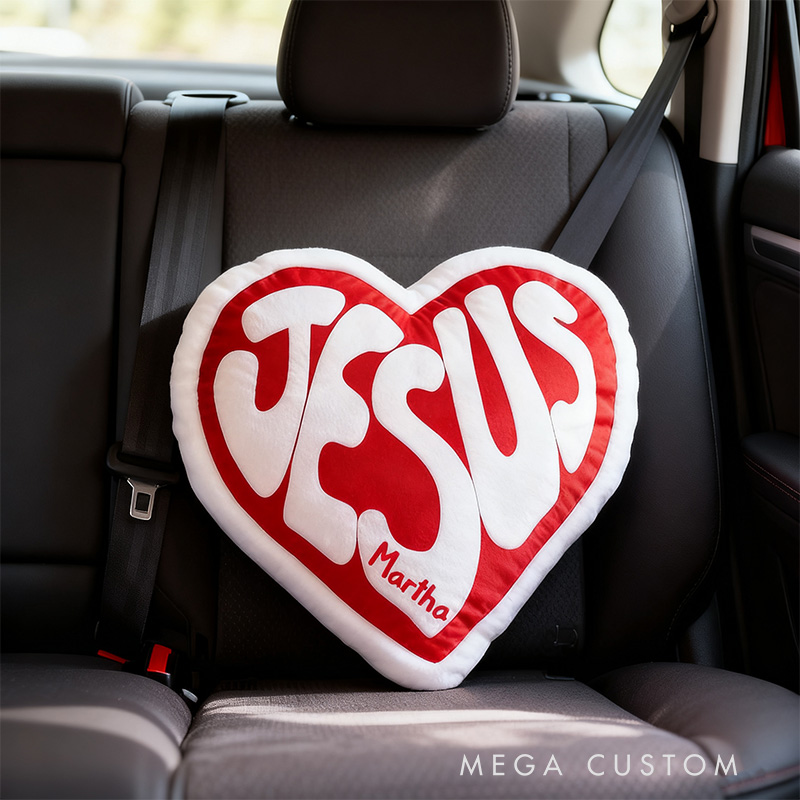 Personalized Jesus Heart Pillow with Custom Name Hoom Decor Religious Christian Gift for Her Faith Gift for Family