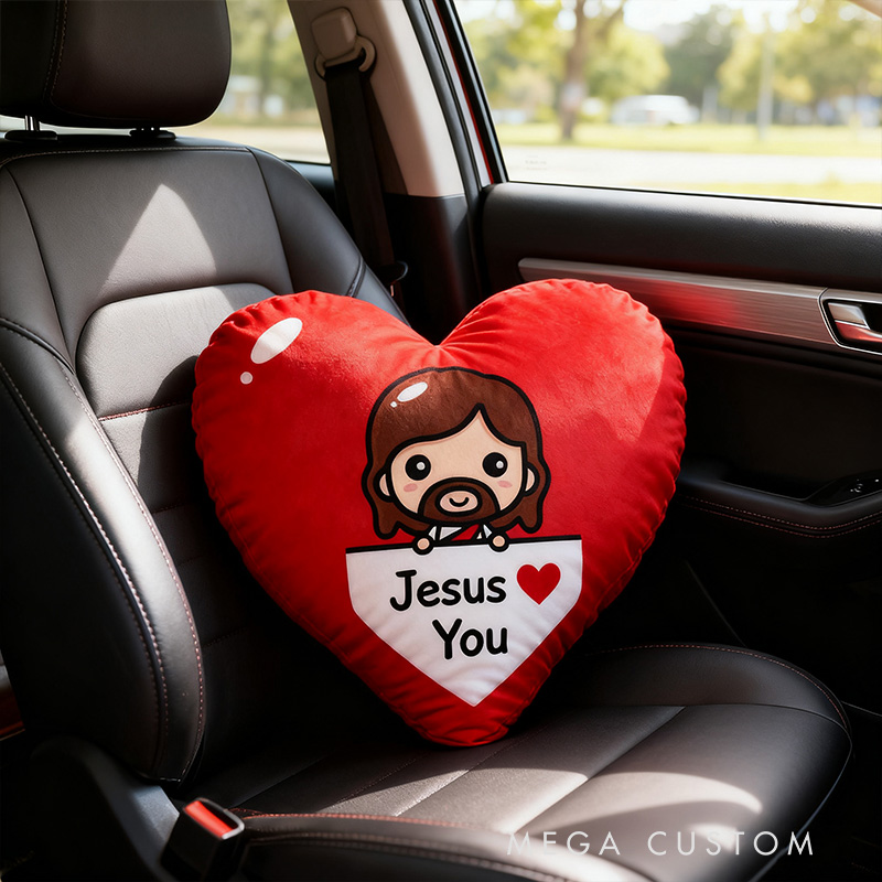 Personalized Jesus Love You Heart Pillow with Custom Name Hoom Decor Religious Christian Gift for Her Faith Gift for Family