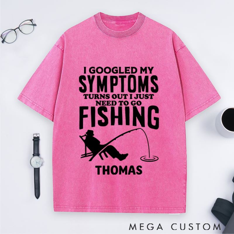 Personalized Fishing T-Shirt Funny Fishing Washed T-Shirt Custom Name Sweatshirt Humorous Design Perfect for Fishing Enthusiasts