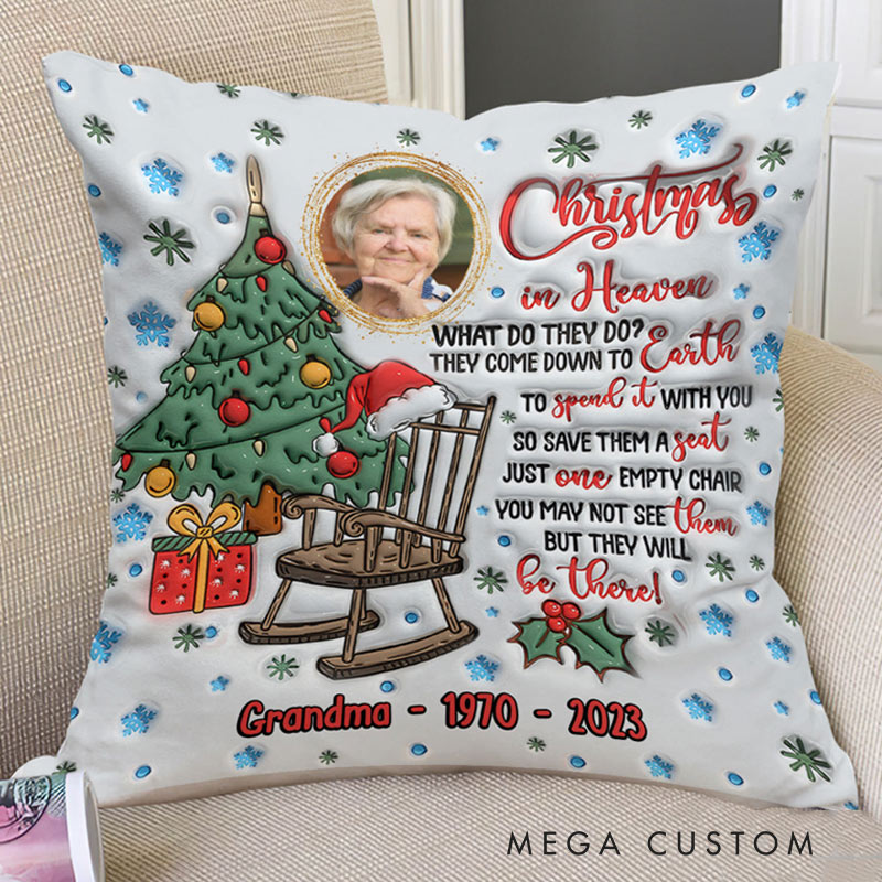 Personalized Photo Throw Pillow Christmas In Heaven Graphic 3D Print Pillow Memorial Gift for Loss of Loved One
