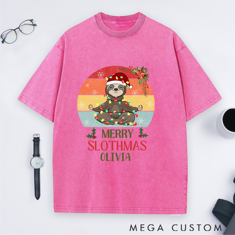  Personalized Yoga T-Shirt Funny Yoga Sweatshirt with Cute Slothmas Design Perfect Holiday Gift for Yoga Lovers