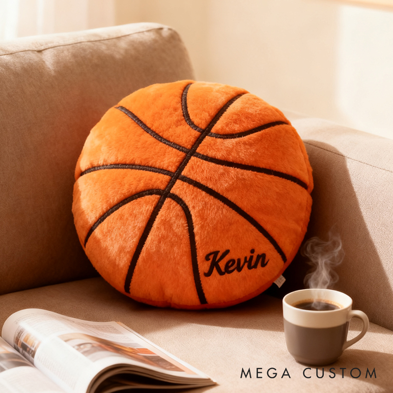 Personalized Plush Basketball Pillow with Custom Name for Sports Fans and Kids