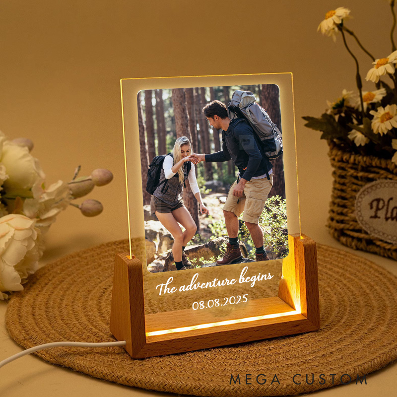 Personalized Photo Collage Night Light Custom Acrylic Lamp Gifts for Outdoor Adventure Couples