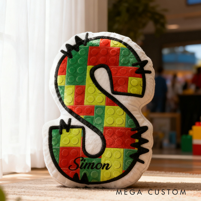 Personalized Graphic 3D Print  Doodle Bricks Pillow  Funny Kid letter Pillow With Name