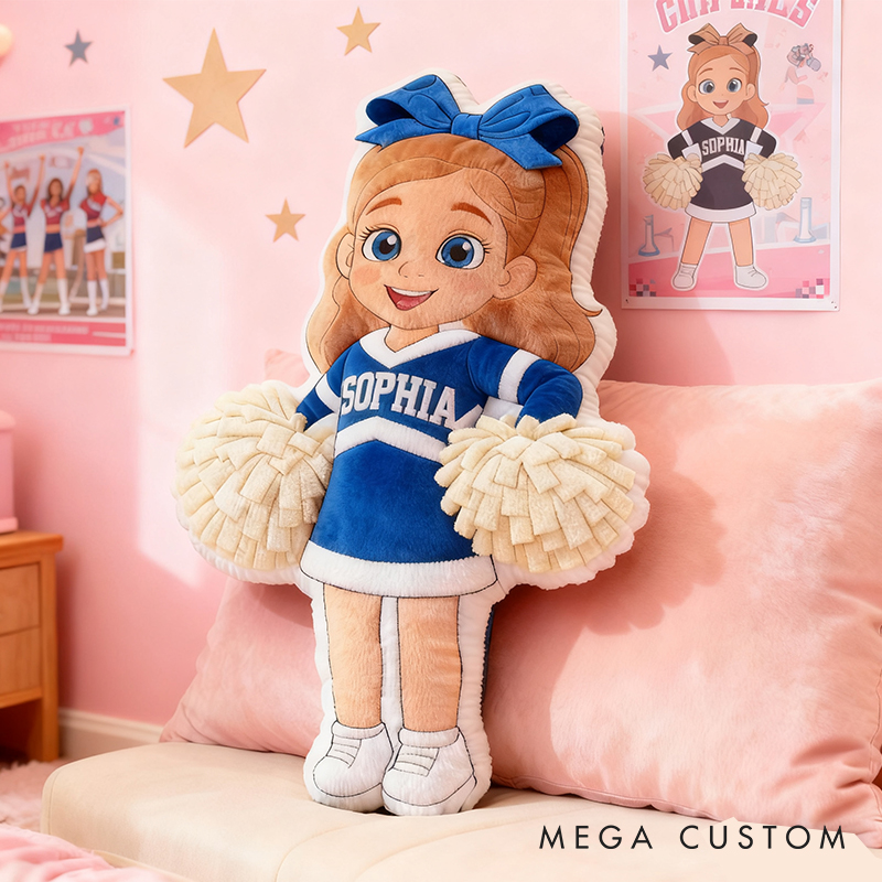 Personalized Cheerleader Pillow with Custom Name and Outfit Design for Kids and Fans