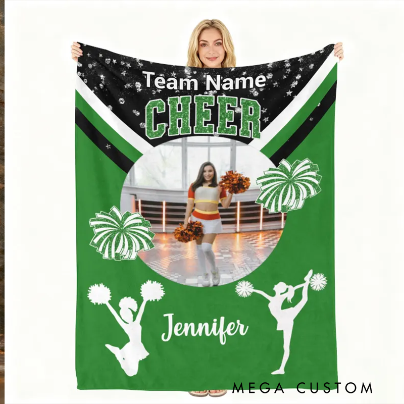 Personalized Cheerleading Blanket with Custom Name, Team, and Color Customization