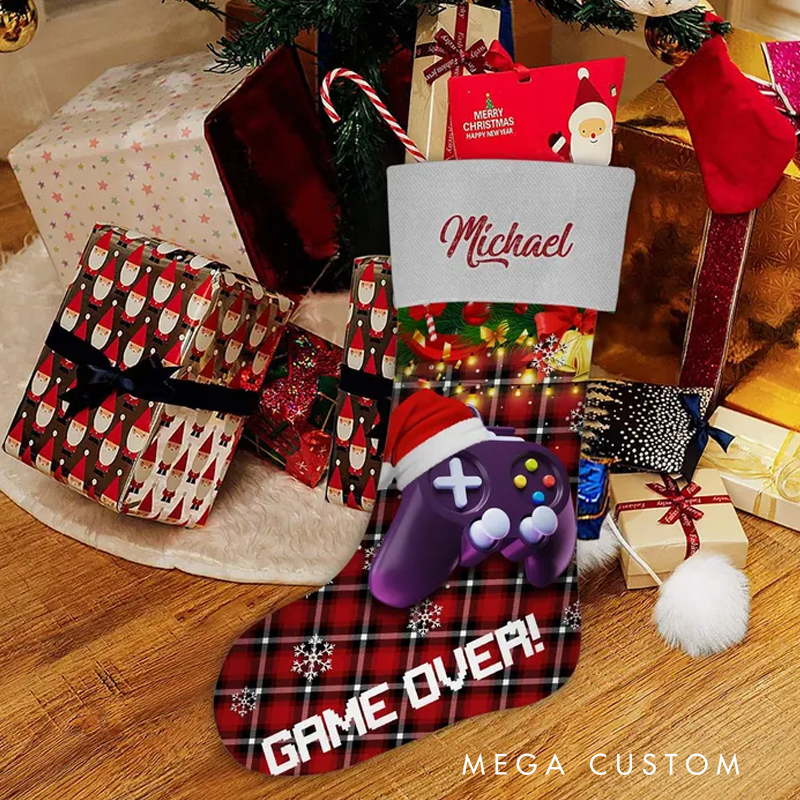 Personalized Gamer Christmas Stocking for Teen Kid Gaming Custom  Christmas Stocking Video Game Lover Gif Gaming Controller Xmas Gift for Geek Lover