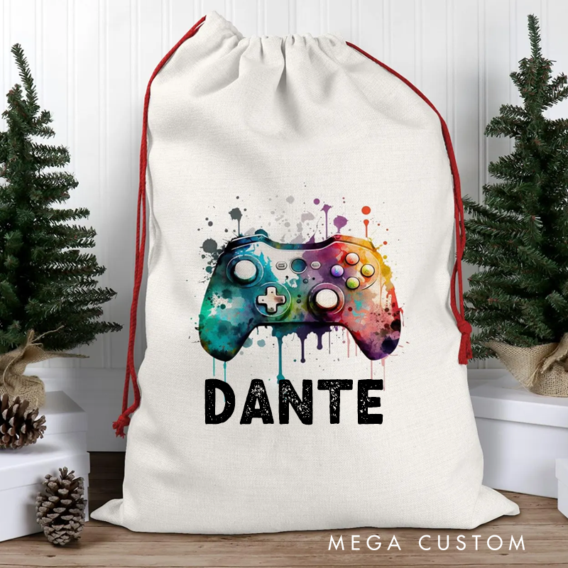 Personalised Gamer Santa Sack Christmas Present Sack Games Controller Christmas Sack Gamer Gifts for Geek