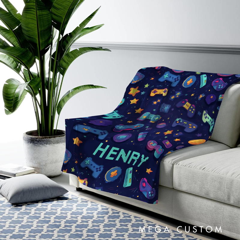 Personalized Gaming Blanket for Kid the Best Game Player Blanket Custom Name Blanket Blanket Gift for Gamer Geek