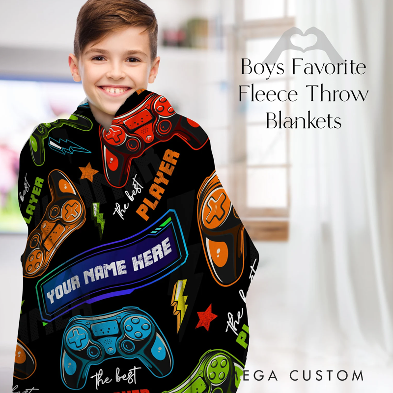 Personalized Gaming Blanket for Boys Soft Throw Blanket for Gamers Blanket for Kids or Adults Blanket Christmas Gift for Game Geek Lover