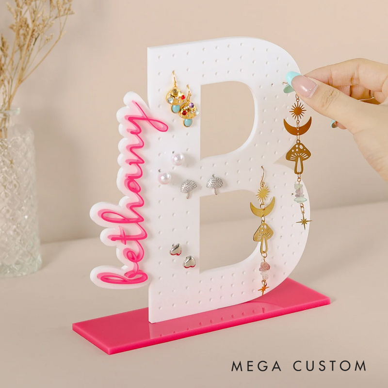 Personalized Earring Holder Birthday Gift Custom Earring Display Acrylic Jewelry Organizer for Travel Lovers