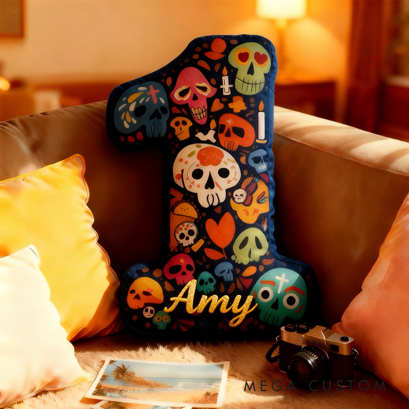 Personalized Graphic 3D Print Día de los Muertos Celebration Pillow for Travel Lovers