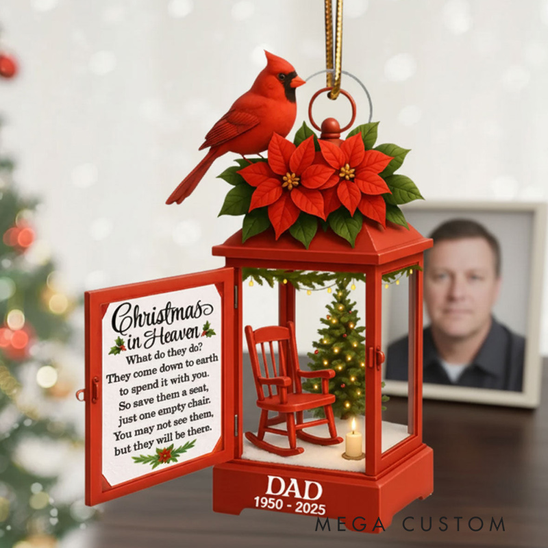 Personalized Lantern Memorial Chistmas Ornament Christmas In Heaven Sympathy Gift for Loss of Loved Ones
