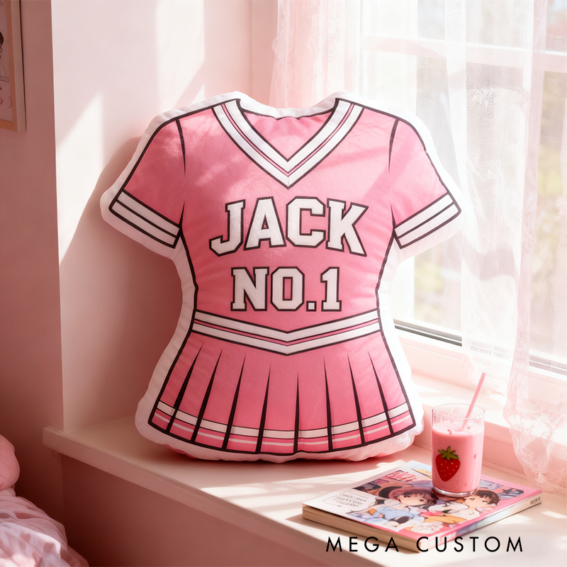 Personalized Cheerleading Uniform Pillow with Custom Name and Number Design