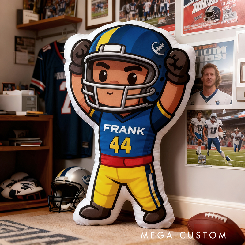 Personalized Football Hero Pillow with Custom Name and Number Design