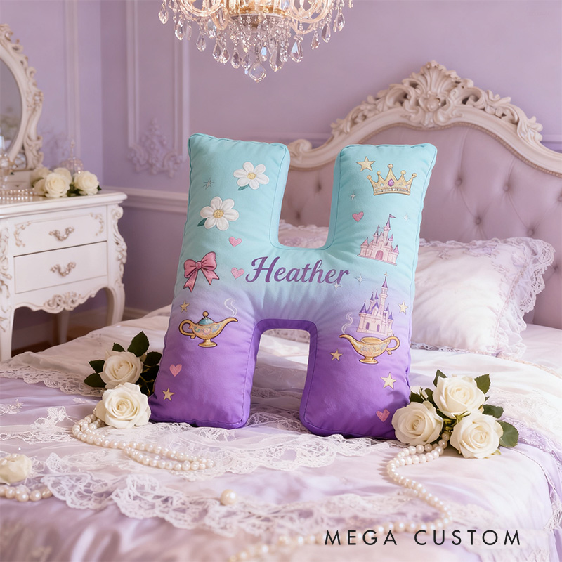 Personalized Graphic 3D Print Cartoon Little Wish Tale Alphabet Shaped Pillow for Cartoon Lovers Initial Pillow Christmas Gift for Kids