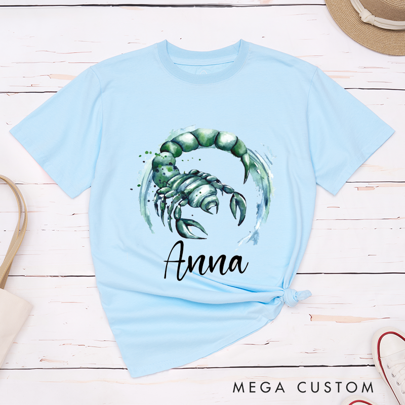 Personalized  Classic T-Shirt Scorpio Zodiac Unisex Custom Name Present for Men Women Astrology Horoscope Lovers and Friends