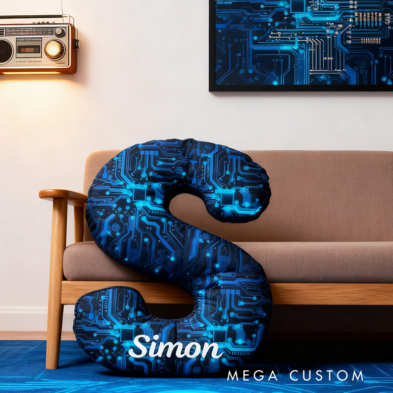 Personalized Letter Circuit Board Design Pillow Gifts IT Technology Geek Nerd Lover