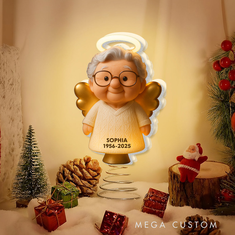 Personalized Memorial LED Light Tree Topper Christmas Memorial  Gift for Family