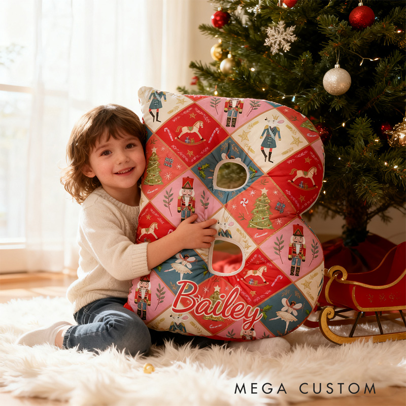 Personalized Nutcracker Fairy Ballet Alphabet Shaped Pillow for Dance Lovers Initial Pillow Christmas Gift for Kids