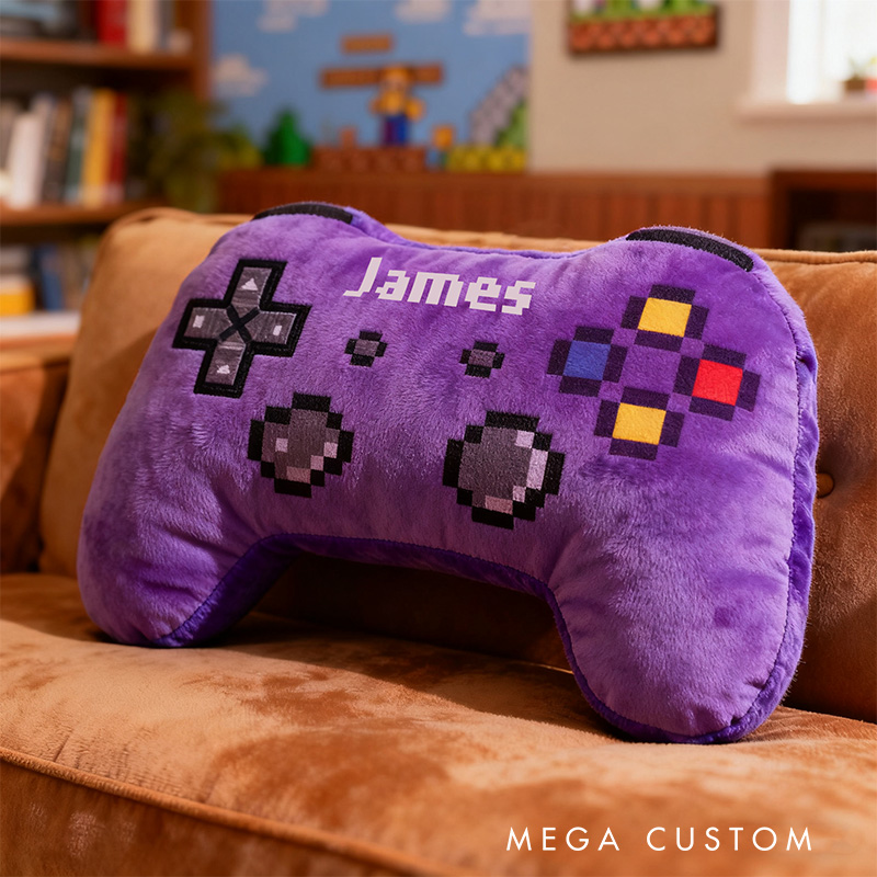 Personalized Graphic 3D Print Pixel Style Game Controller Shaped Pillow for Game Lovers Plush Pillow Christmas Gift for Kids