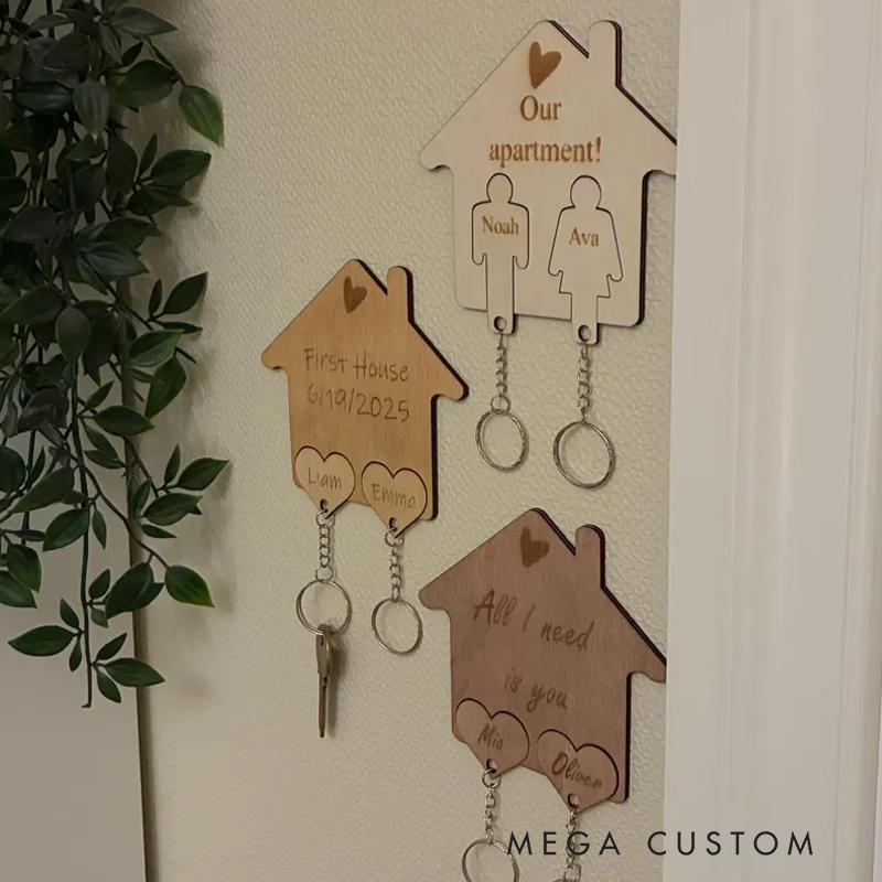 Personalized Name Rack Wall Mount Entryway Custom Couple Key Hanger Customize Honogram Hanger Wooden Our Home Plaque Sign House Gift