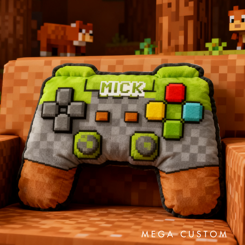 Personalized Pixelated Gaming Controller Pillow Custom Gamer Lover Pillow Gift for Game Geek