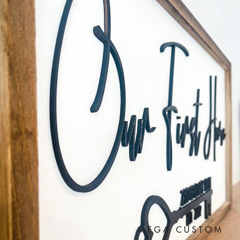 Personalized First Home Sign Realtor Gift Closing Day Gift New Home Buyers Gift 1st Home Gift 3D 1st Home Wall Decor