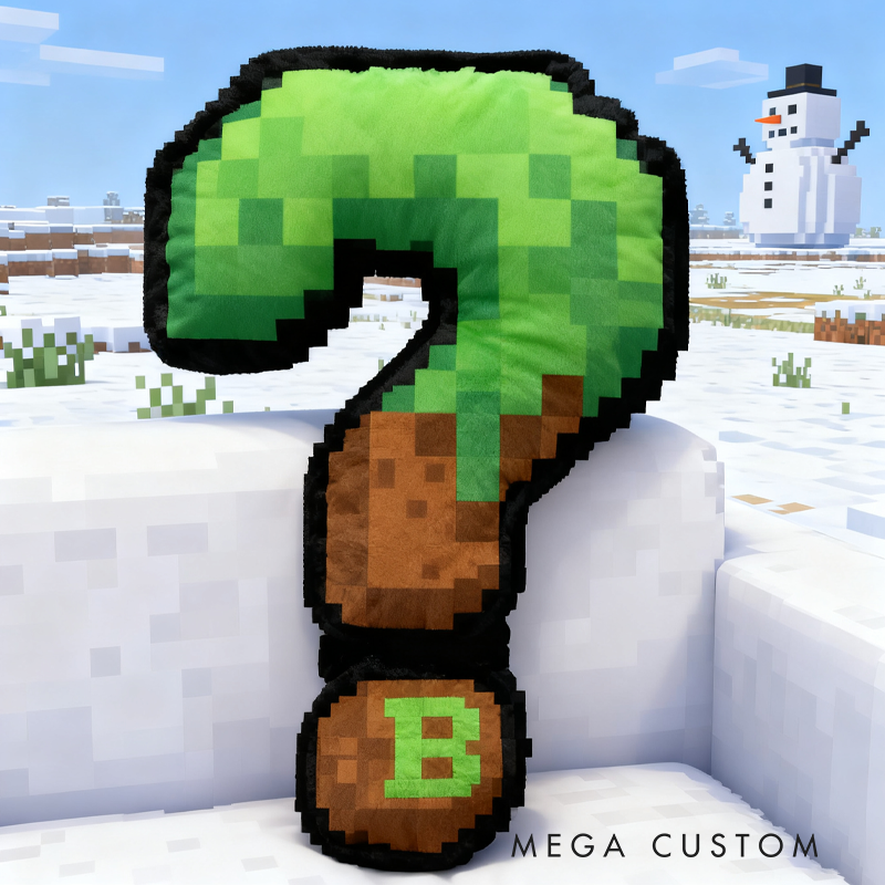 Personalized Pixelated Question Mark Pillow Custom Gamer Lover Pillow Gift for Game Geek
