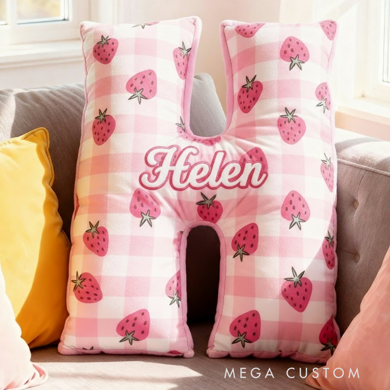 Personalized Letter Pillow Graphic 3D Print Cottage Core Custom Name Pillow Gift for Kids Gardening Lovers Gift 