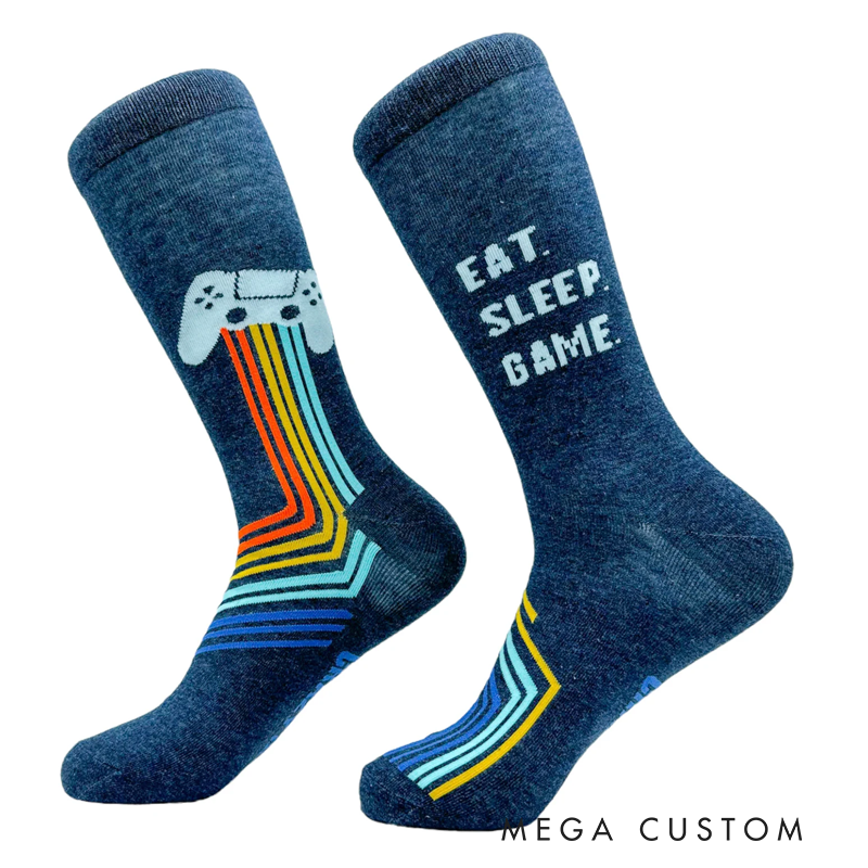 Personalized Eat Sleep Game Video Gamer Sock Do Not Disturb Funny Socks Gifts for Him Game Geek Lover