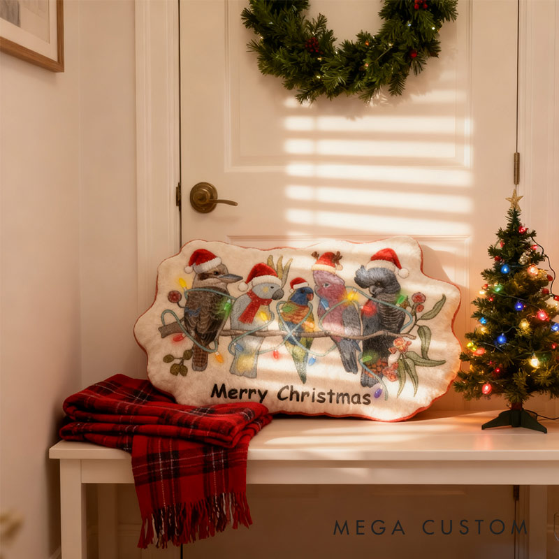 Personalized festive Australian Birds Christmas Pillow Graphic 3D Print Pillow for Women Kids Travel Lovers