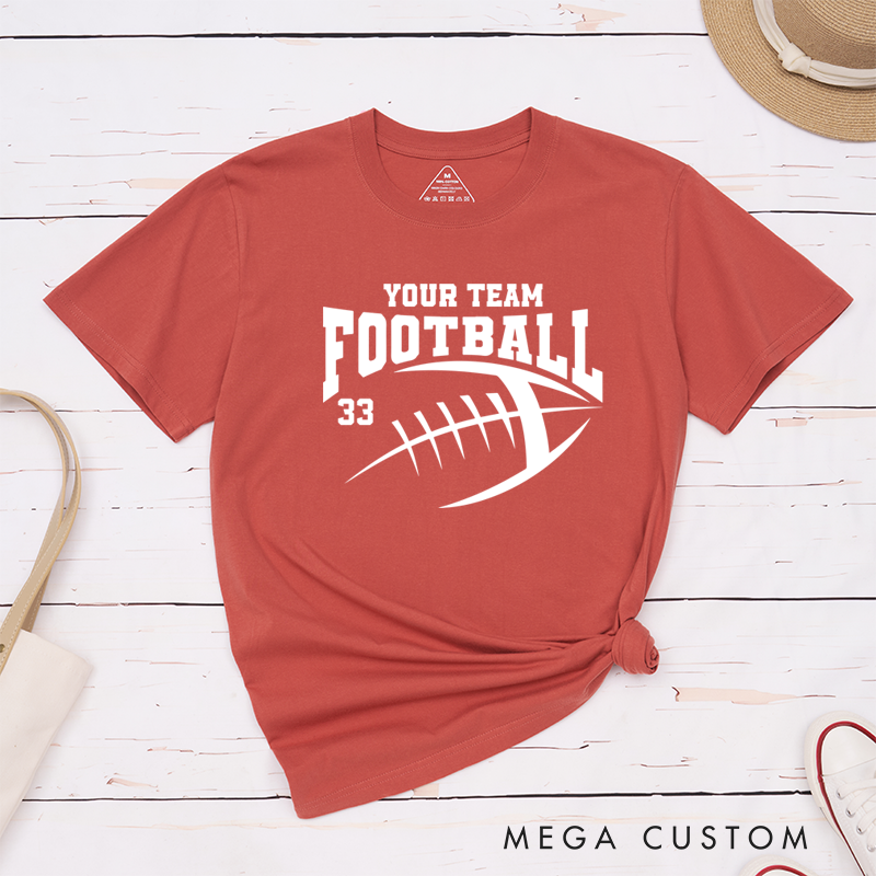 Personalized American Football T-Shirts with Custom Mascot Team Name and Number
