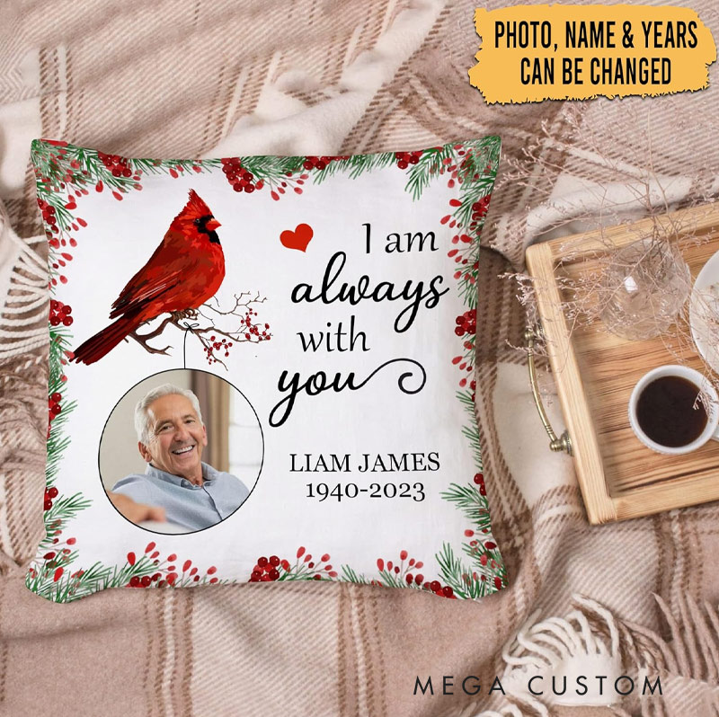 Personalized Memorial Cardinal Photo Pillow Double-Sided Printed Gifts for Loss of Loved One in Heaven Remembrance Gifts