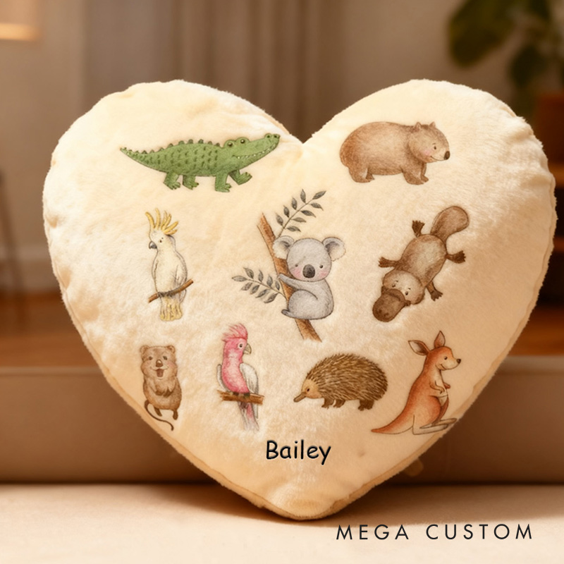 Personalized Heart of Australia Wildlife Pillow Graphic 3D Print Pillow for Travel Lovers