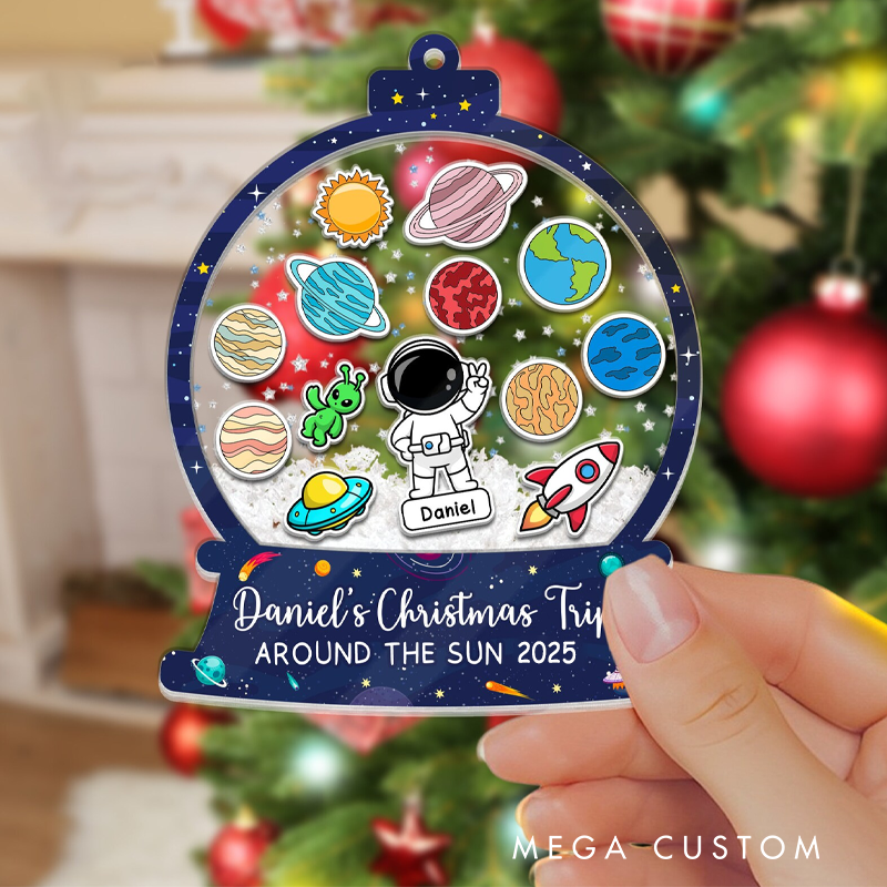 Personalized Astronaut Space Shaker Ornament Outer Space Ornament Solar System Kids Christmas Keepsake Xmas Gift for Kids