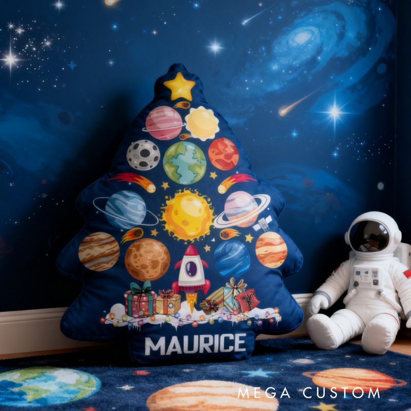 Personalized Space Themed Pillow for Kid Custom Funny Planet Solar System Pillow with Name Space Geek Lover Gift