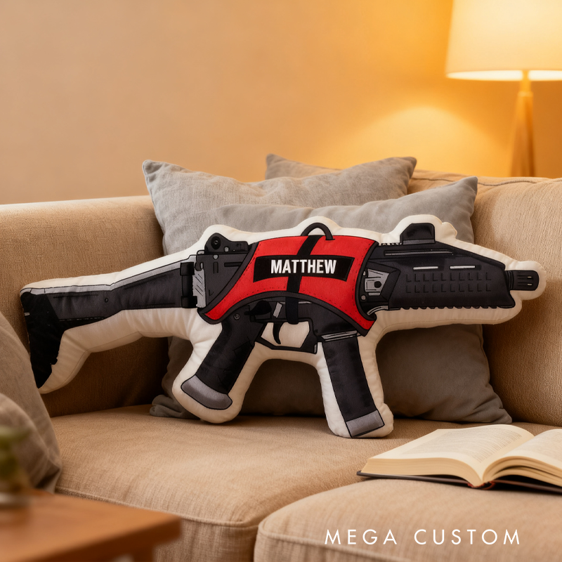 Personalized Emotional Support Gun Pillow for Kid Custom Funny Pillow with Name Adventure Lover Gift
