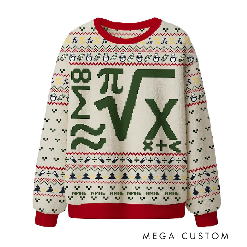 Personalized Math Equation Ugly Christmas Sweater Geek Holiday Jumper Funny Xmas Gift for Nerds