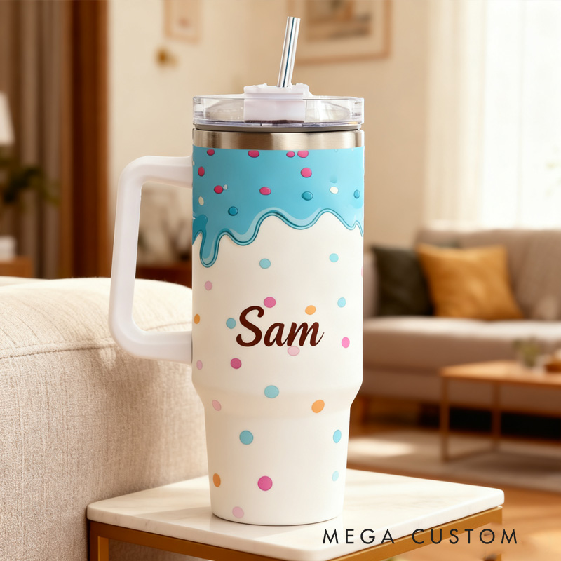 Personalized Donut Tumbler Baking Lover Tumbler with Name 40oz Stainless Steel Tumbler for Boys Girls Baker Her