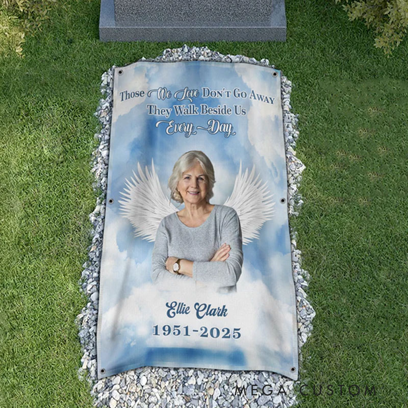 Personalized Photo Forever In My Heart Memorial Heaven Grave Blanket Waterproof Blanket Remembrance Gift 